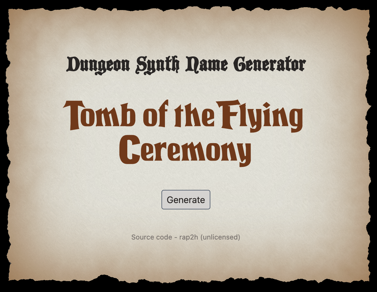 Dungeon Synth Name Generator